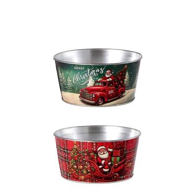 VASO TONDO NATALIZIO IN FERRO D. 18 X H 9 CM 2 ASS