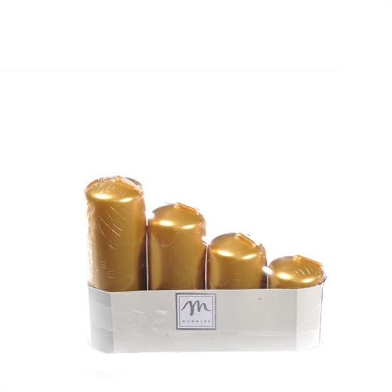 CANDELA PILLAR AVVENTO ORO D. 4 X H 8,5/5,5/4 CM