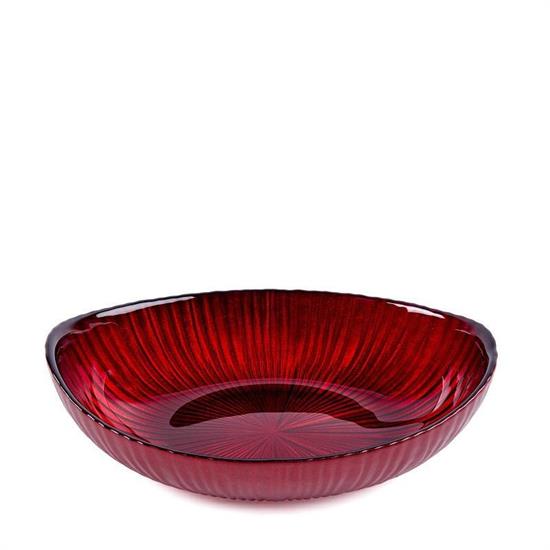 CIOTOLA OVALE ROSSA IN VETRO 21 X 13,5 X H 6 CM