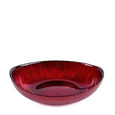 CIOTOLA OVALE ROSSA IN VETRO 21 X 13,5 X H 6 CM