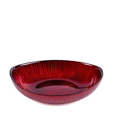CIOTOLA OVALE ROSSA IN VETRO 21 X 13,5 X H 6 CM