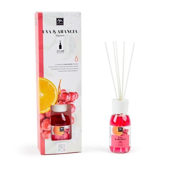PROFUMATORE CON BACCHETTI FIBRA 125 ML UVA E ARANCIA