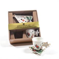 TAZZA CAFFE' CON PIATTINO PORCELLANA CON ORO ZECCHINO 2 PZ