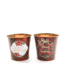 VASO DECORATO IN LATTA D. 17,5 X H 17 CM