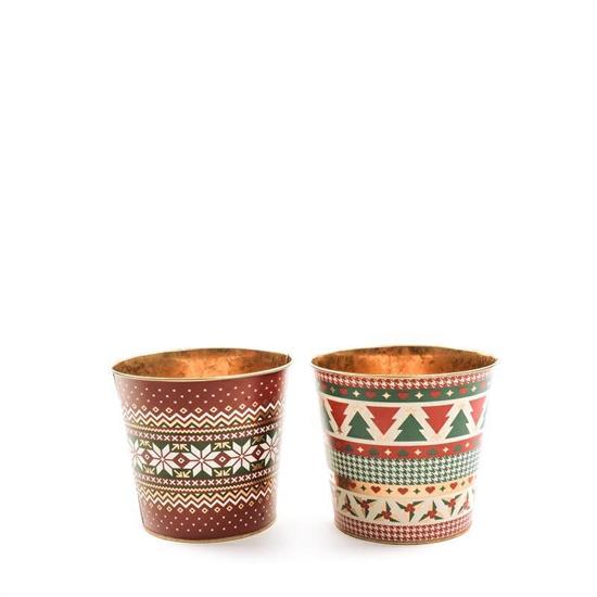 VASO DECORATO IN LATTA D. 15 X H 13,5 CM