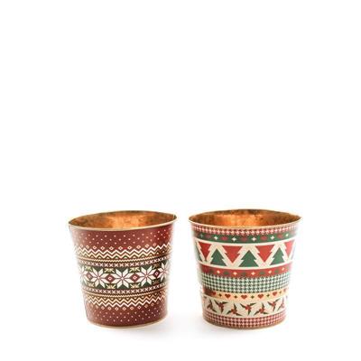 VASO DECORATO IN LATTA D. 15 X H 13,5 CM