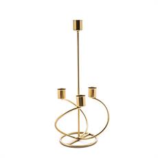 PORTACANDELA ORO IN METALLO 4 FUOCHI 13 X 13 X H 31 CM