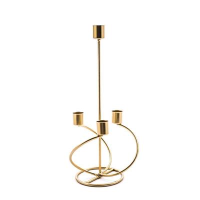 PORTACANDELA ORO IN METALLO 4 FUOCHI 13 X 13 X H 31 CM