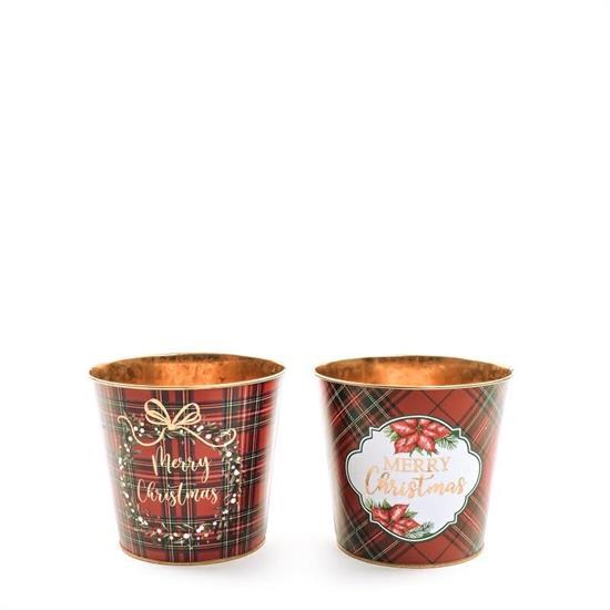 VASO DECORATO IN LATTA D. 15 X H 13,5 CM