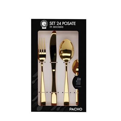 POSATE ACCIAIO PACHO ORO CONF. 24 PZ