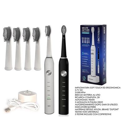 SPAZZOLINO DENTI RICARICABILE WHITE ACTION USB 5 IN 1