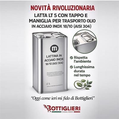 LATTA PER OLIO INOX 5 LT CON TAPPO