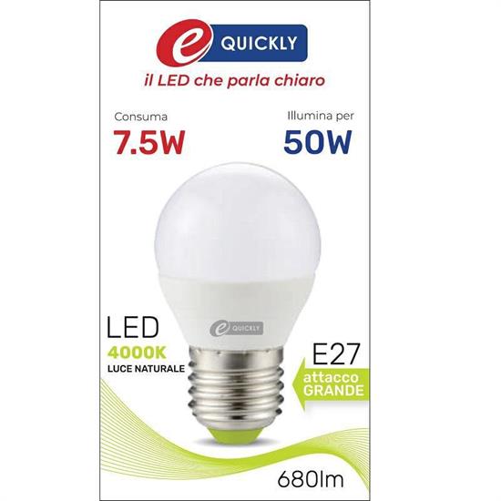 LAMPADINA SFERA LED G45 E27 7,5W 4000K