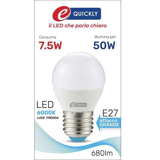 LAMPADINA SFERA LED G45 E27 7,5W 6000K