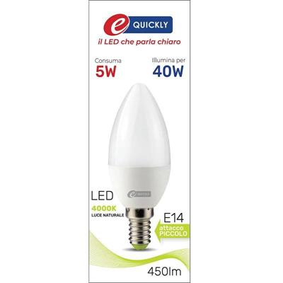 LAMPADINA CANDELA LED C37 E14 5W 4000K