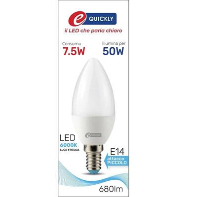LAMPADINA CANDELA LED C37 E14 7,5W 6000K