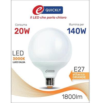 LAMPADINA GLOBO LED G120 E27 20W 3000K