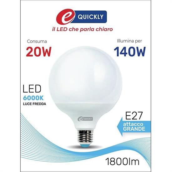 LAMPADINA GLOBO LED G120 E27 20W 6000K