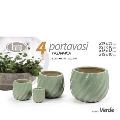 CASPO CERAMICA SET 4 PZ 29/22/15/9 CM ONDA VERDE