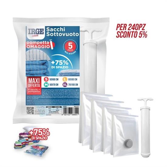 SACCO SOTTOVUOTO CON POMPETTA SET 5 PZ