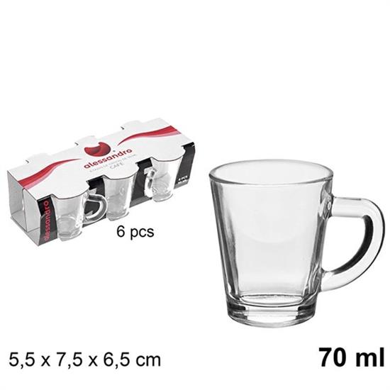 TAZZA CAFFE' IN VETRO 70 ML CONF. 6 PZ