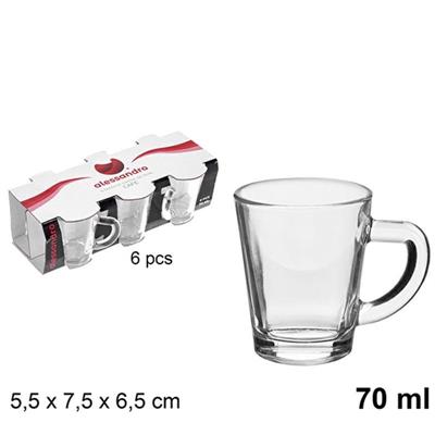 TAZZA CAFFE' IN VETRO 70 ML CONF. 6 PZ