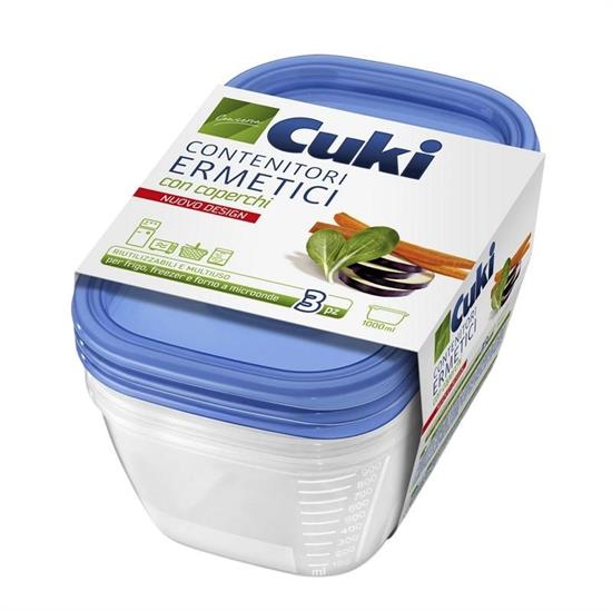 CUKI CONTENITORI ERMETICI RETTANGOLARI 3 PZ 1 LT