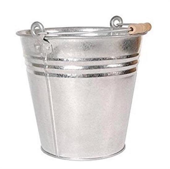 SECCHIO ZINCATO CON MANICO LEGNO 5 LT