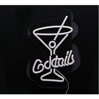 INSEGNA LUMINOSA NEON LED COCKTAILS 24 X 34 CM