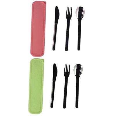 POSATE IN ACCIAIO + PORTAPOSATE PLASTICA SET 3 PZ 2 ASS