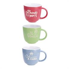 TAZZA MUG CERAMICA 550 ML D. 11 X H 10 CM 3 COLORI ASS