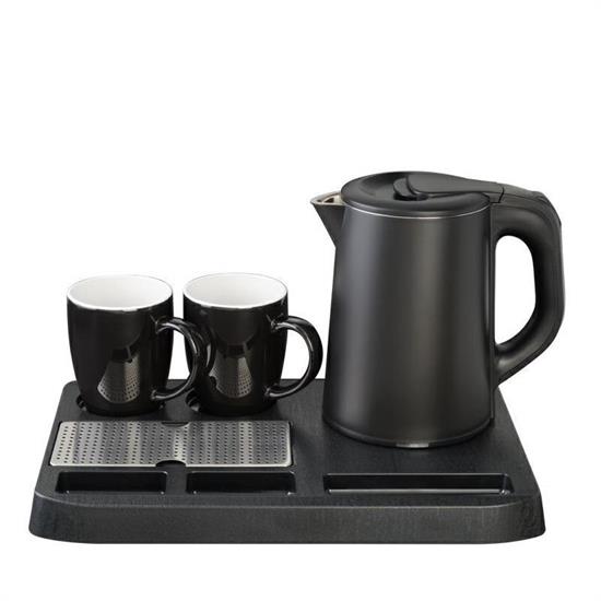 BOLLITORE ELETTRICO 0,8 LT CON VASSOIO E 2 TAZZE 1360 W