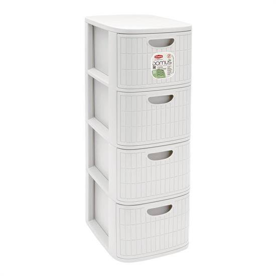 CASSETTIERA DOMUS 4 SLIM BIANCO POLVERE