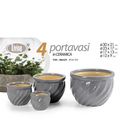 CASPO CERAMICA 4 PZ DECORO ONDA GRIGIO