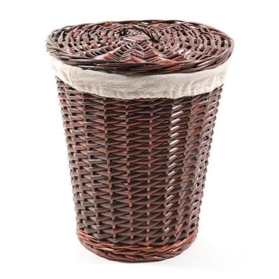 CESTINO VIMINI CON COPERCHIO E TESSUTO D. 30 X H 35 CM