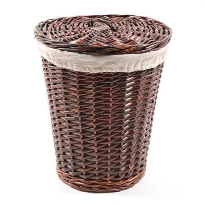 CESTINO VIMINI CON COPERCHIO E TESSUTO D. 30 X H 35 CM