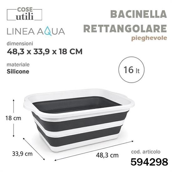 BACINELLA RETTANGOLARE PIEGHEVOLE IN SILICONE AQUA 16 LT