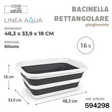 BACINELLA RETTANGOLARE PIEGHEVOLE IN SILICONE AQUA 16 LT