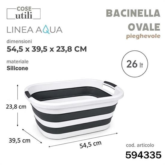 BACINELLA OVALE PIEGHEVOLE AQUA 26 LT