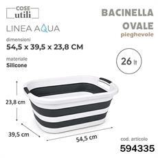 BACINELLA OVALE PIEGHEVOLE AQUA 26 LT