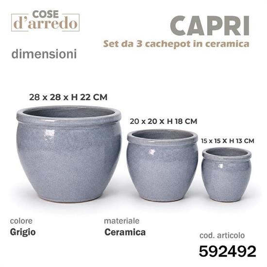 CASPO CERAMICA CAPRI GRIGIO SET 3 PZ D. 28/20/15 CM