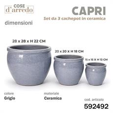 CASPO CERAMICA CAPRI GRIGIO SET 3 PZ D. 28/20/15 CM