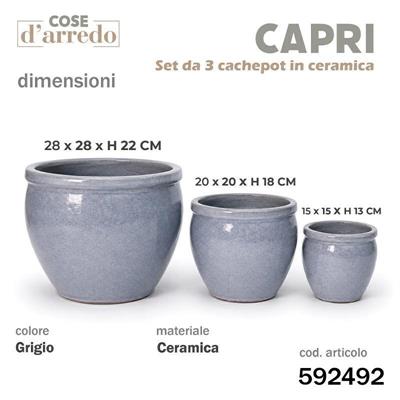 CASPO CERAMICA CAPRI GRIGIO SET 3 PZ D. 28/20/15 CM