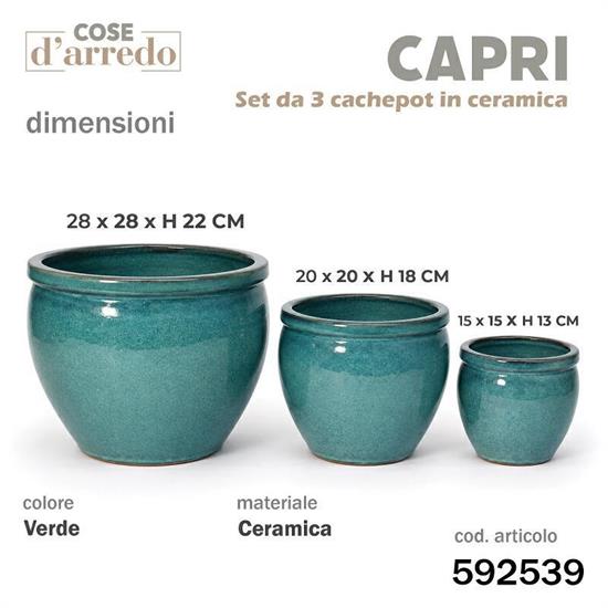 CASPO CERAMICA CAPRI VERDE SET 3 PZ D. 28/20/15 CM