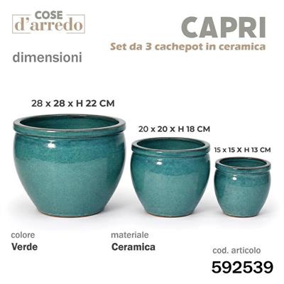 CASPO CERAMICA CAPRI VERDE SET 3 PZ D. 28/20/15 CM