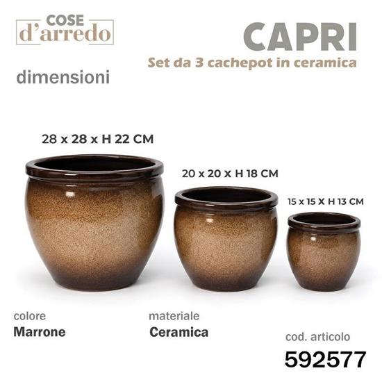 CASPO CERAMICA CAPRI MARRONE SET 3 PZ D. 28/20/15 CM