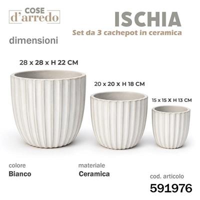 CASPO CERAMICA ISCHIA BIANCO SET 3 PZ D. 28/20/15 CM