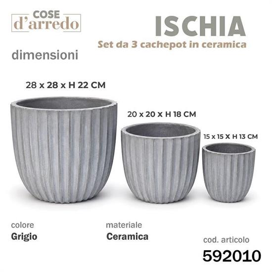 CASPO CERAMICA ISCHIA GRIGIO SET 3 PZ D. 28/20/15 CM