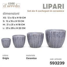CASPO CERAMICA LIPARI GRIGIO SET 4 PZ D. 29/21/15/12 CM