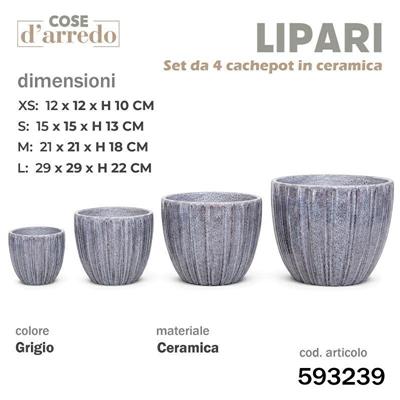 CASPO CERAMICA LIPARI GRIGIO SET 4 PZ D. 29/21/15/12 CM
